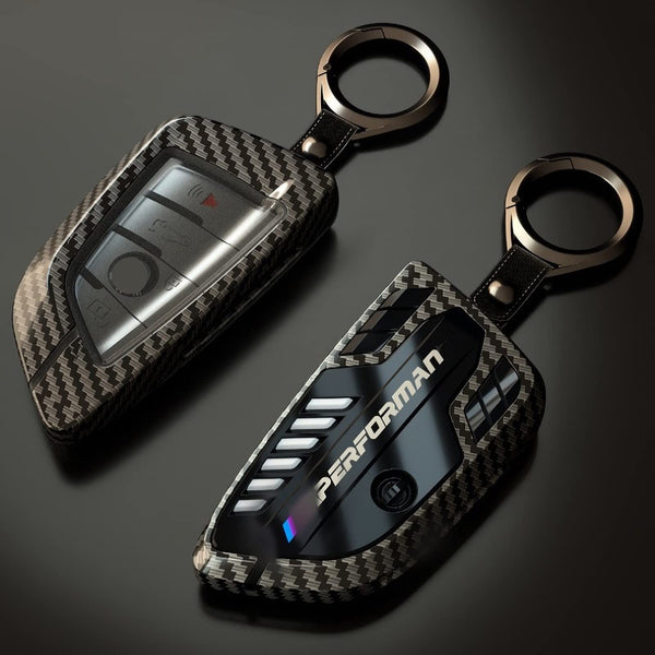 Phmnkl Alloy Car Key Case Bmw Series X1x6 Carbon Fiber Style