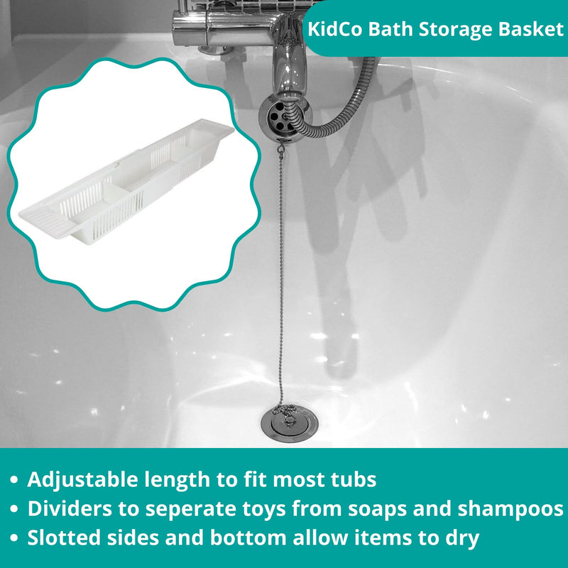 Adjustable Bath Toy Organizer Storage Basket with 3 Compartments White