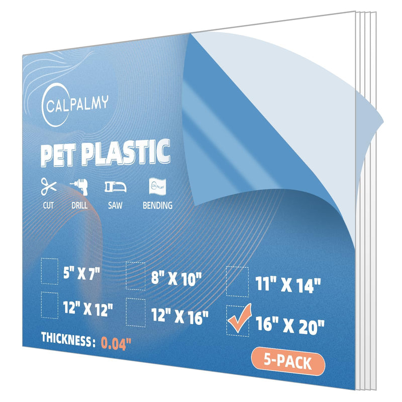 16x20 Clear PET Shatterproof Acrylic Panels - 5 Pack