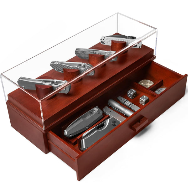 Holme & Hadfield Cherry Wooden Pocket Knife Display Case Knife Deck