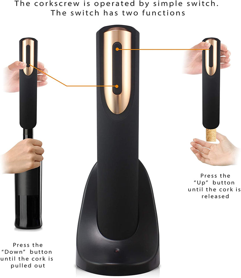 Electric Wine Opener Rechargeable Rose Gold & Black