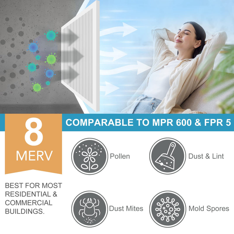 LotFancy MERV 8 12x24x1 HVAC Air Filters - 4 Pack
