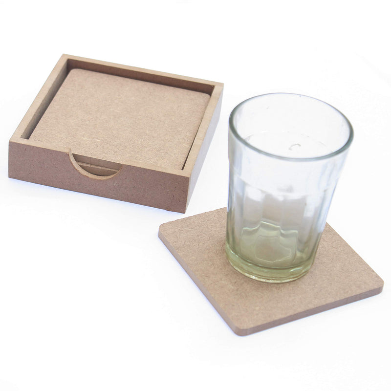 Ivei Diy Mdf Square Coasters With Holder for Painting, Decoupage & Resin Art