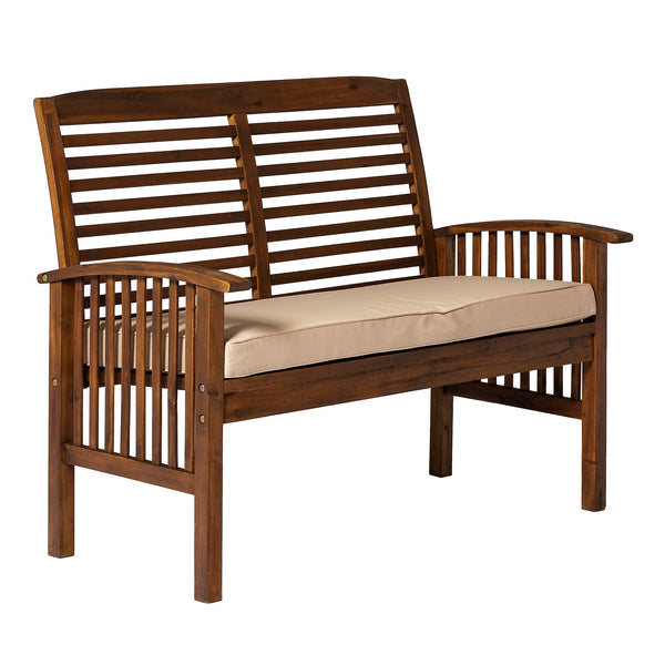 Solid Acacia Wood Patio Loveseat with Cushions 47 Inch