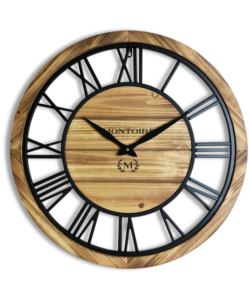 24 Inch Rustic Farmhouse Wall Clock with Roman Numerals