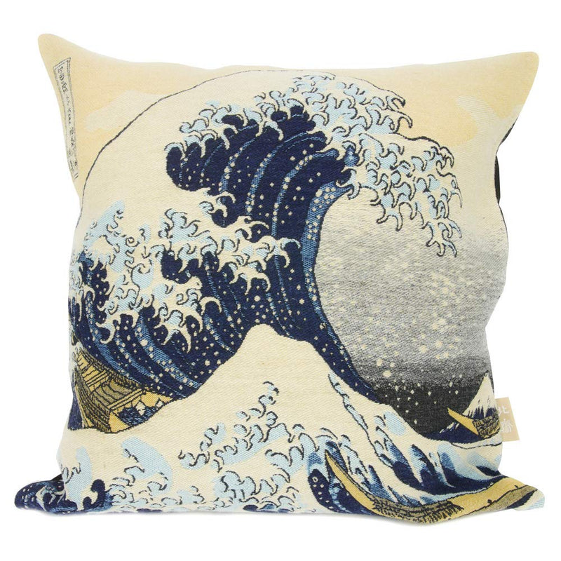 Artistic Kanagawa Wave Pillow Case 18x18 Inches Jacquard Fabric