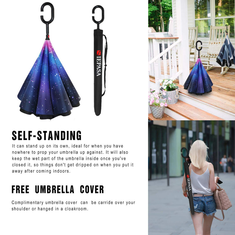 SIEPASA Double Layer Inverted Umbrella - Sakura Design, 49 Inch