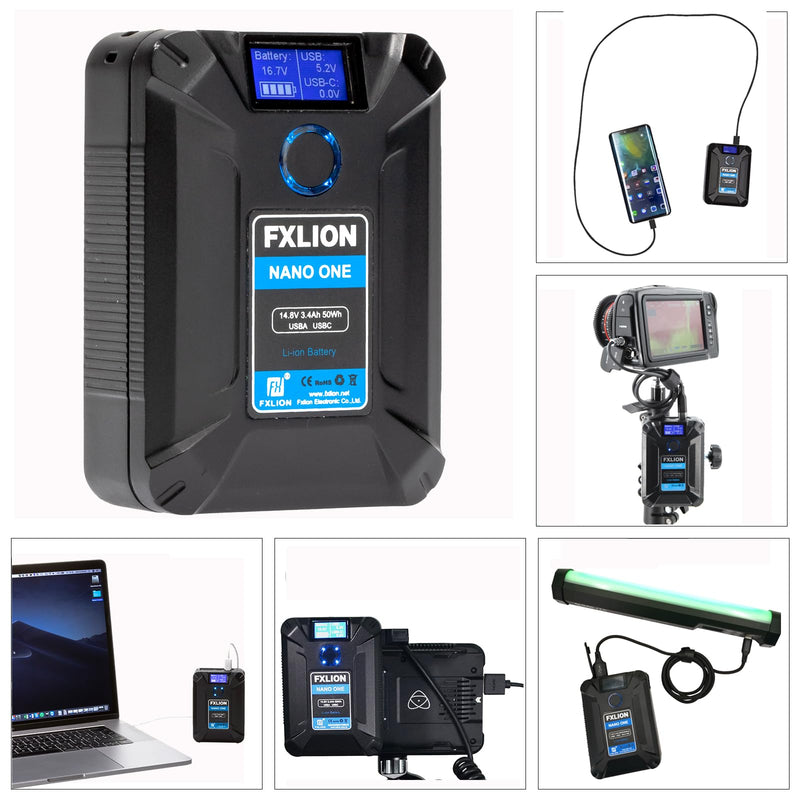 Fxlion Nano One V Mount Battery 50wh With D Tap Usb C for Cameras & Macbook