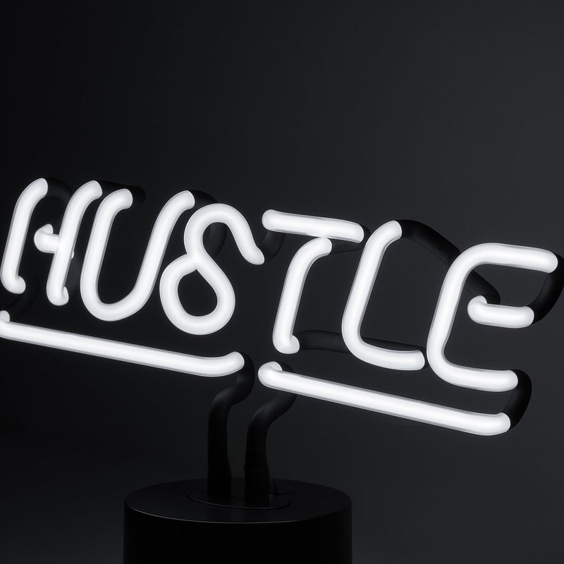 Amped & Co Neon Hustle Sign LED Light for Desk and Table - 12x8 inches