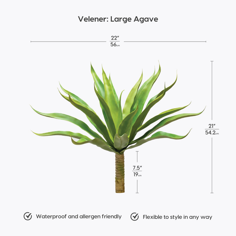 Velener 22-Inch UV Resistant Artificial Agave Plant for Decor