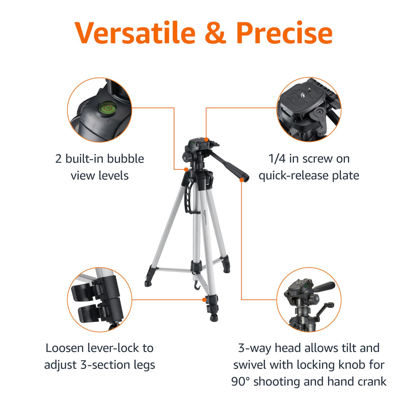 60-Inch Lightweight Camera Tripod with Bag - Black