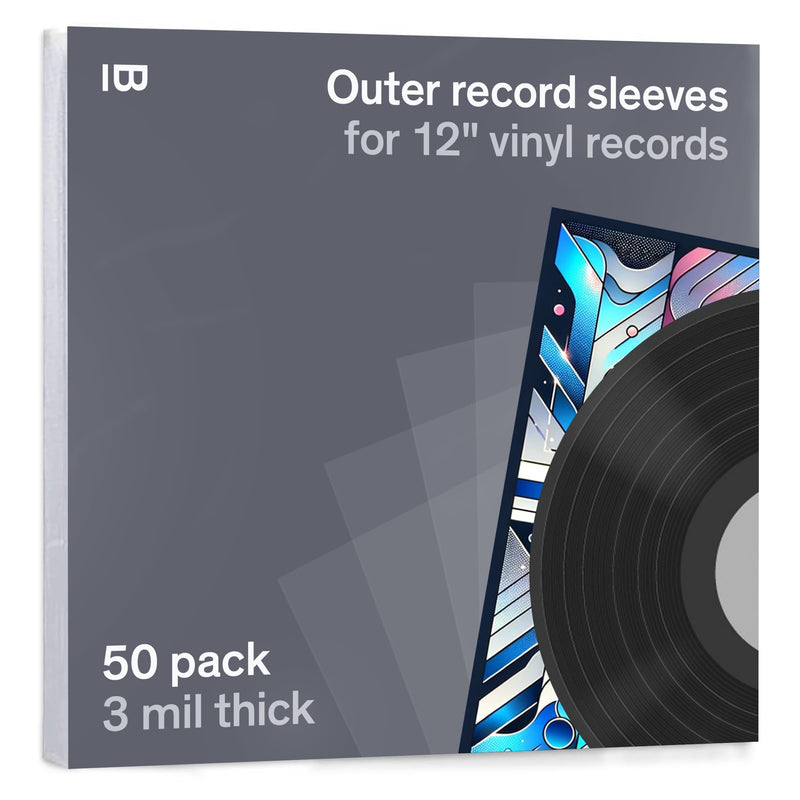 Premium 12" Record Outer Sleeves - 50 Pack, 3 Mil Thick, Clear