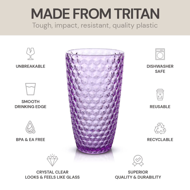 Bellaforte Shatterproof Tritan Plastic 19oz Tall Purple Tumblers - Set of 4