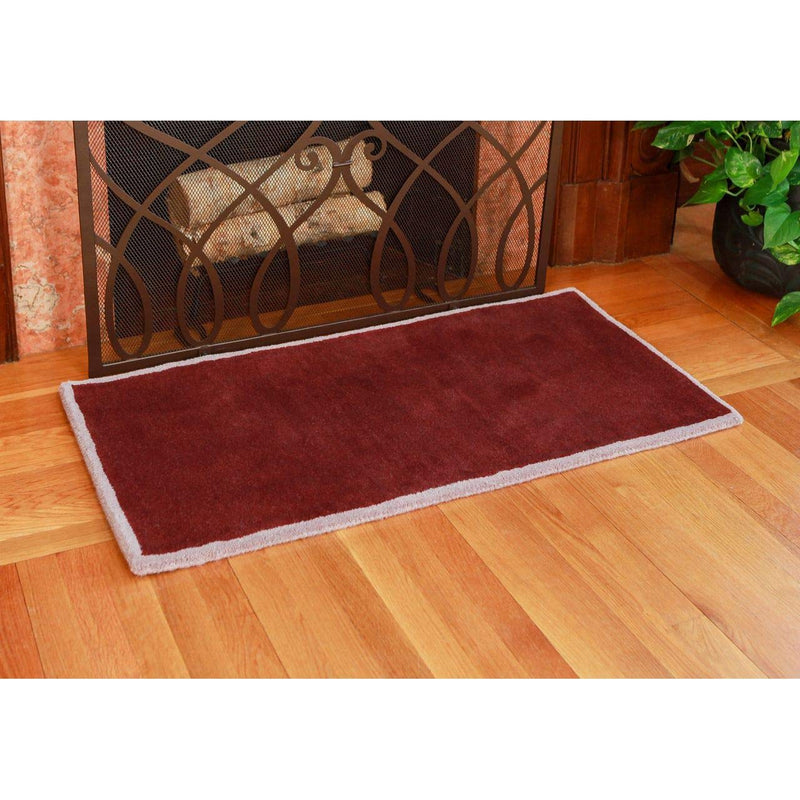 Minuteman Rectangular Wool Hearth Rug 44 x 22 Plum Wine