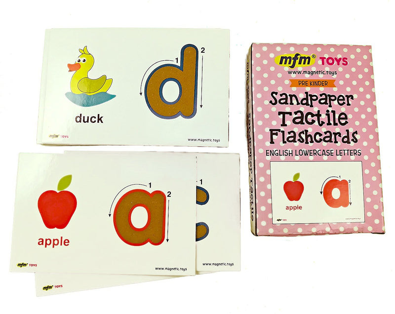 MFM Toys Sandpaper Tactile English Letters Flashcards (Uppercase + Lowercase Combo) Montessori Sandpaper Letters