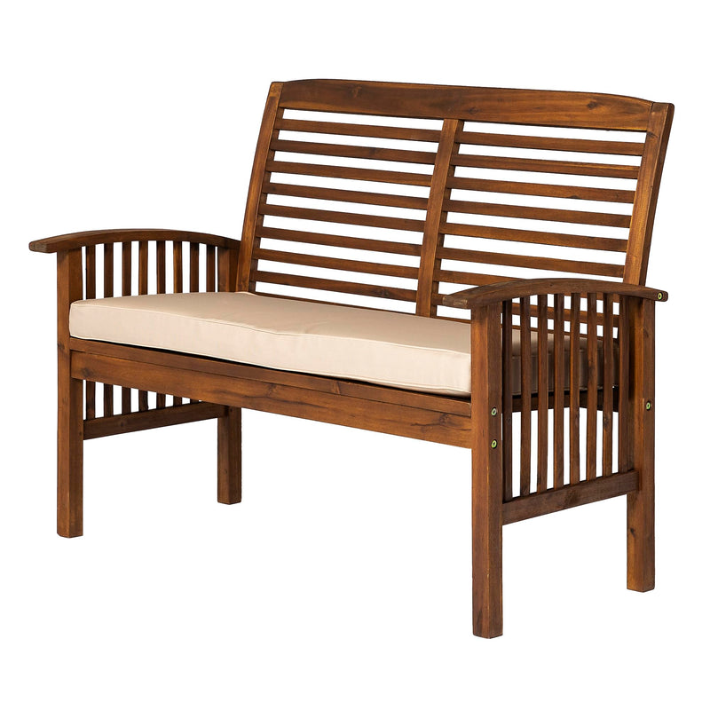 Solid Acacia Wood Patio Loveseat with Cushions 47 Inch