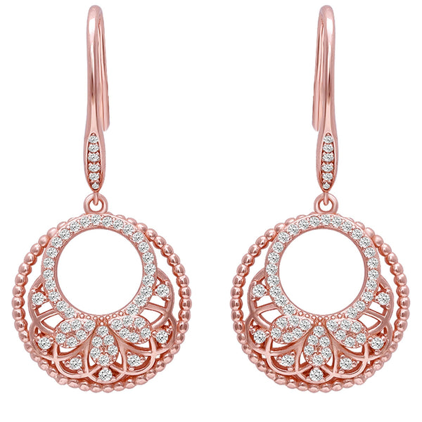 GIVA 925 Sterling Silver Rose Gold Crescent Affair Earring (AAA+ Quality Zirconia Stone)