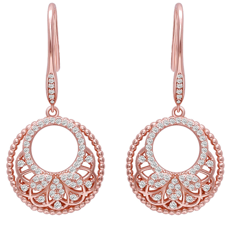 GIVA 925 Sterling Silver Rose Gold Crescent Affair Earring (AAA+ Quality Zirconia Stone)