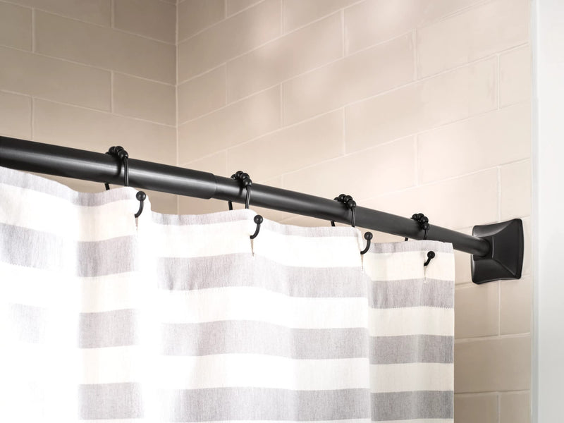 Adjustable Matte Black Curved Shower Curtain Rod 72-Inch