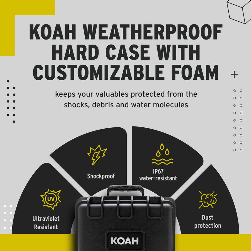 Knox Gear Koah Weatherproof Hard Case with Customizable Foam 10 x 9 x 7 Inch