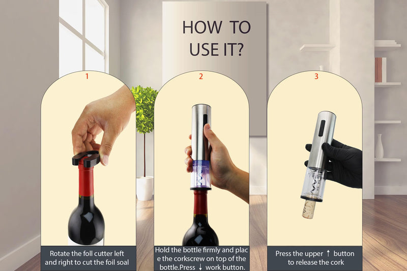 R Conlifeus One-touch Automatic Electric Wine Bottle Corkscrew Opener, Rechargeable Wine Cork Opener Set，Ideal Wine Accessories & Wine Gift Set