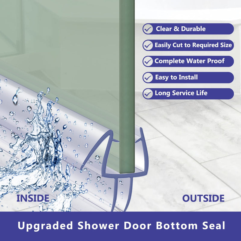 2-Pack Clear Shower Door Seal with Adjustable Grip - 39 Inch