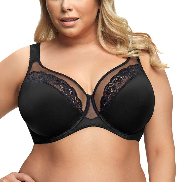 Gorsenia K441 Women's Luisse Black Underwired Full Cup Bra 40E DD UK