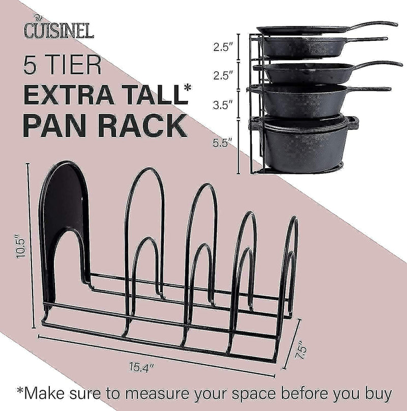 Heavy Duty Pan Organizer 12" + 15" Tall 5 Tier Rack Holds up to 50 LB Holds