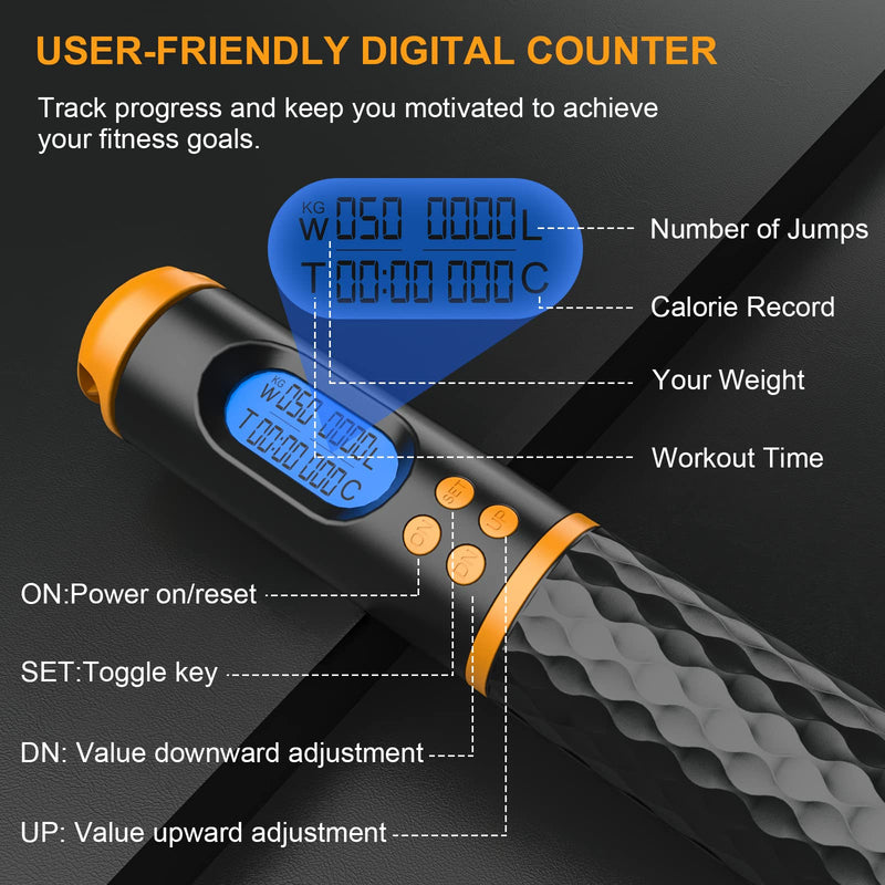 Digital Smart Jump Rope with Adjustable Length and HD LED Display