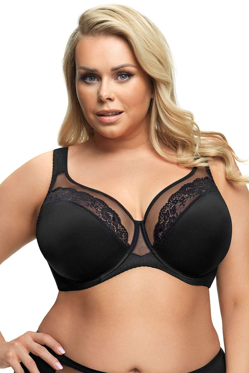 Gorsenia K441 Women's Luisse Black Underwired Full Cup Bra 40E DD UK