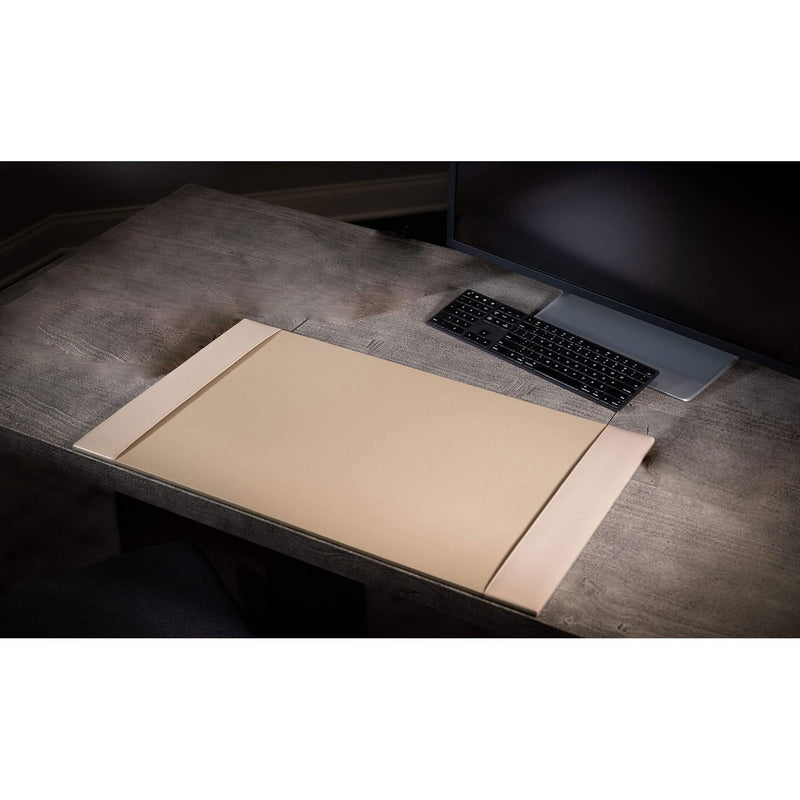 White Latte Bonded Leather 30x18 Inch Side Rail Desk Pad