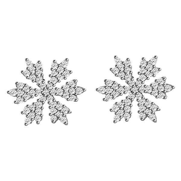 Giva 925 Sterling Silver Hypoallergenic Zirconia Stone Snowflake Stud Earrings