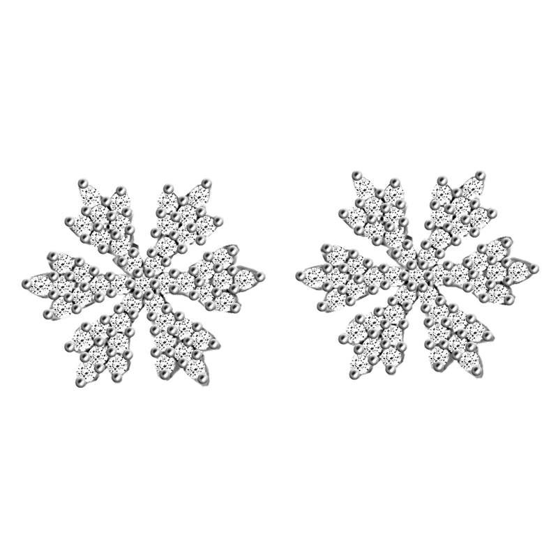 Giva 925 Sterling Silver Hypoallergenic Zirconia Stone Snowflake Stud Earrings