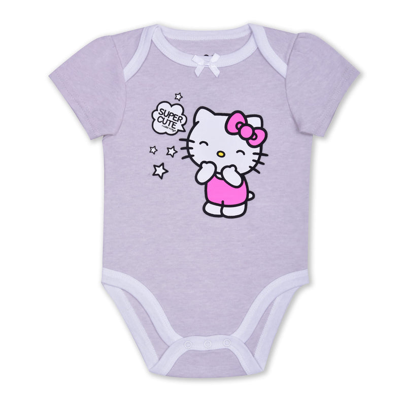 Hello Kitty Baby Girl 3 Pack Bodysuits for Newborn and Infant