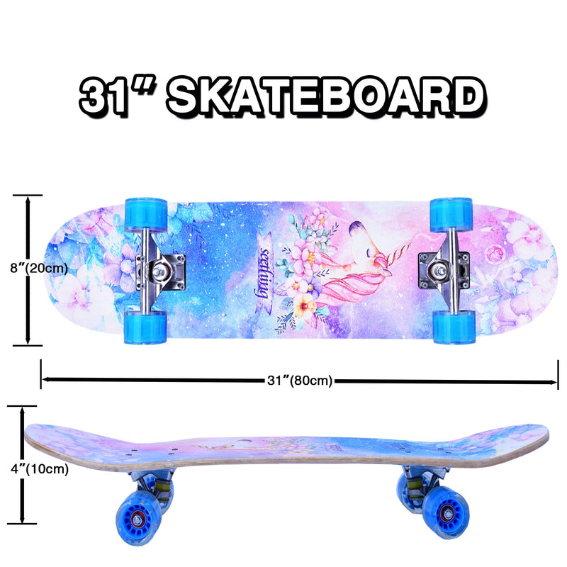 Pink Unicorn Maple Skateboard for All Ages and Skill Levels