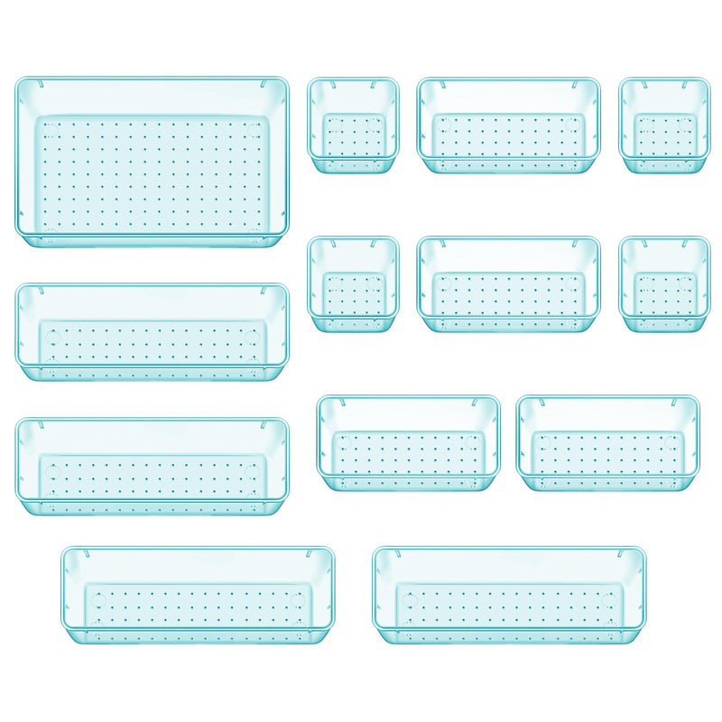 Stormiracle 13 Pc Clear Plastic Drawer Organizers Makeup Kitchen Office Sea Blue