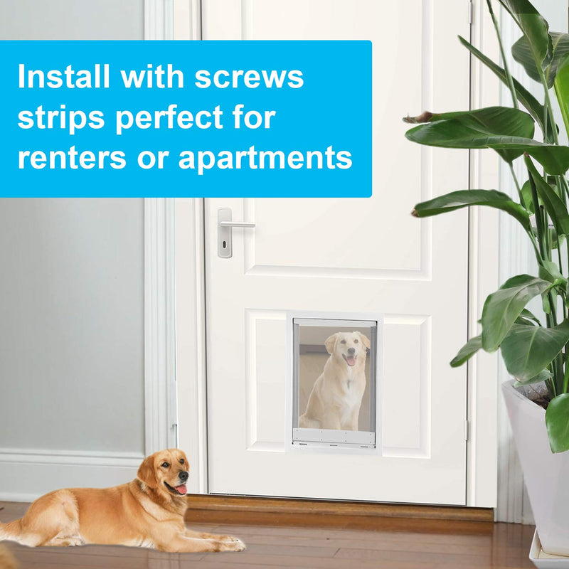 Large White Dog Door with Magnetic Flap for XL Dogs