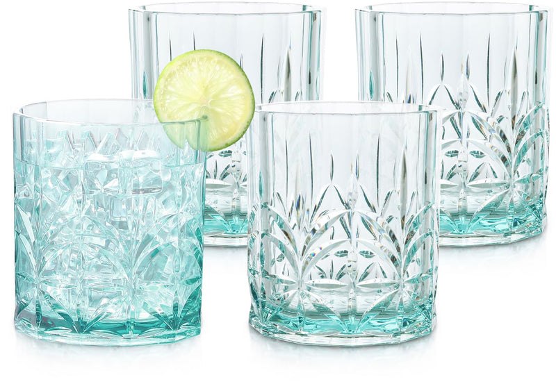 Teal Shatterproof Tritan Plastic Tumblers Set of 4 13oz