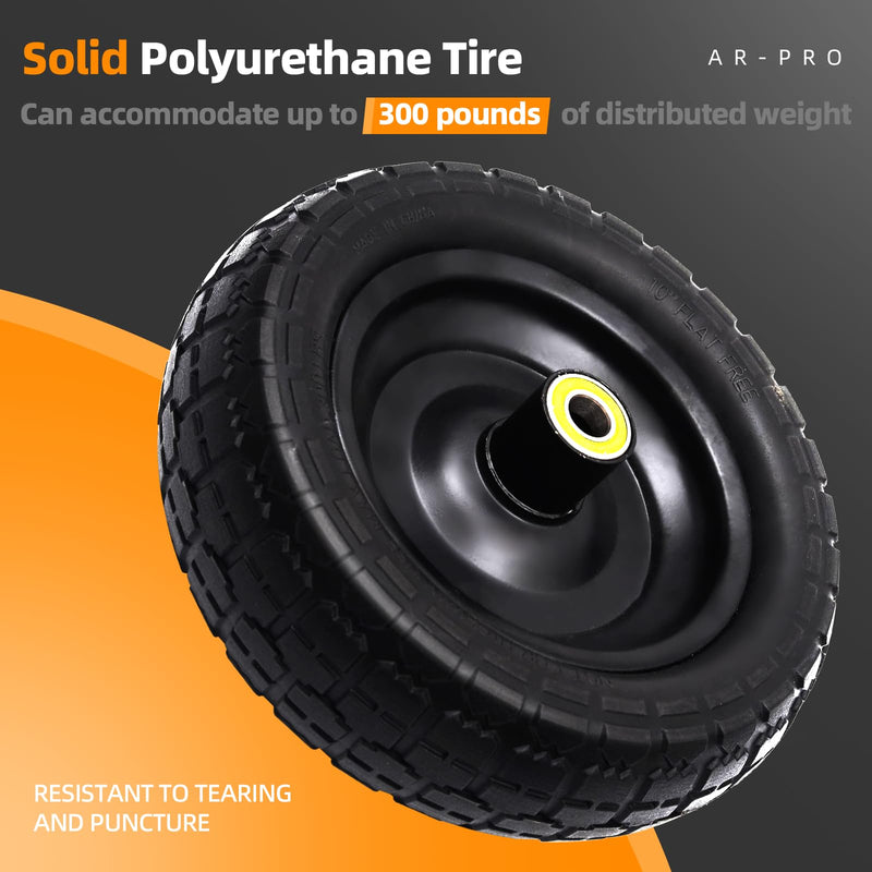 10-Inch Flat-Free Replacement Wheel Set for Yard and Garden Carts