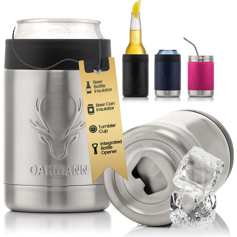 OAKMANN Stainless Steel Insulated Beer & Can Cooler with Opener