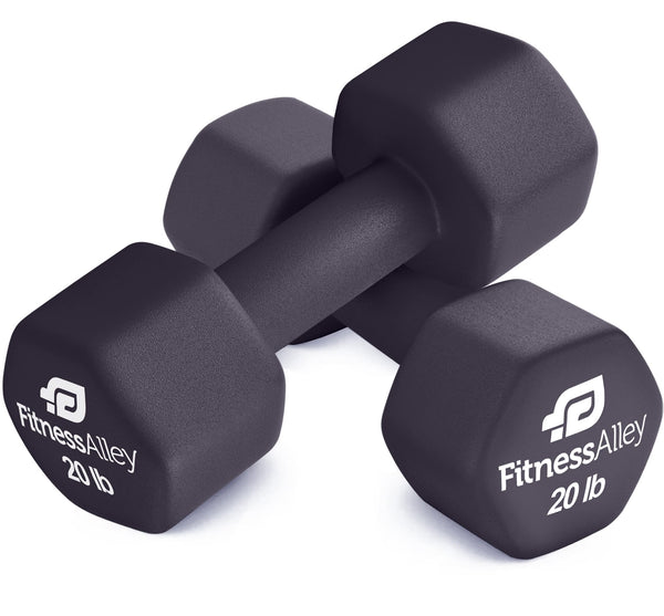 Fitness Alley Neoprene Coated 20lb Dumbbells Set Anti Roll for Gym & Home