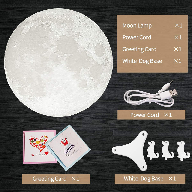 Mydethun Moon Lamp 5.9 Inch 3D Printed Lunar Lamp Moon Light White & Yellow