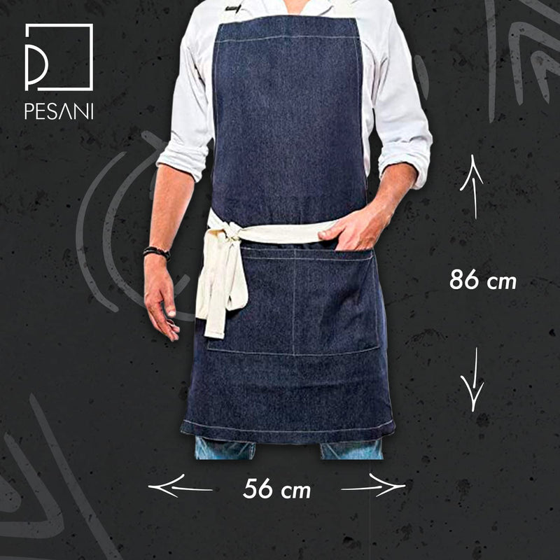 Pesani Basic Denim Chef Apron Unisex Adjustable Kitchen Grill Bbq Apron