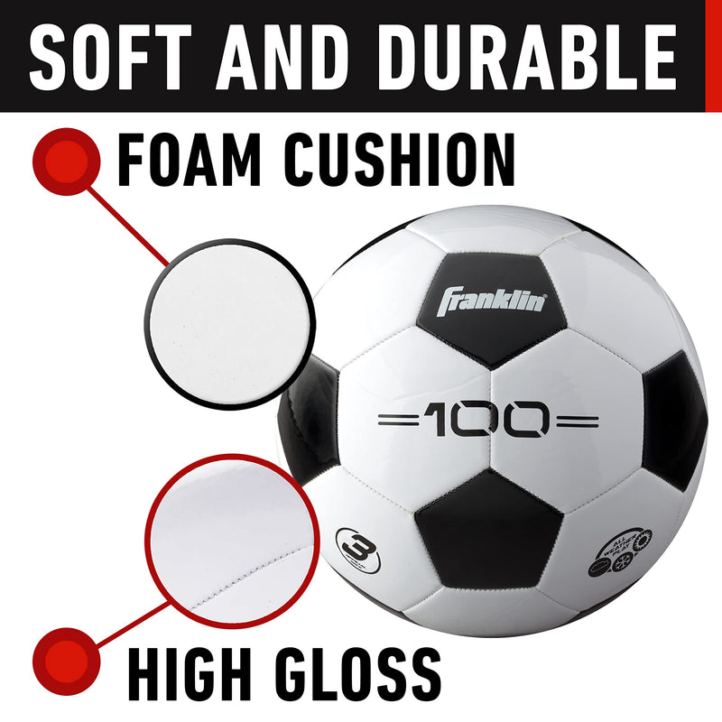 Youth Soccer Ball Size 3 - F-100 White/Black by Franklin Sports