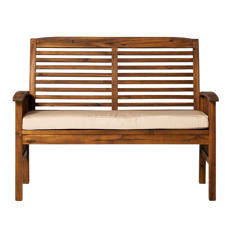 Solid Acacia Wood Patio Loveseat with Cushions 47 Inch