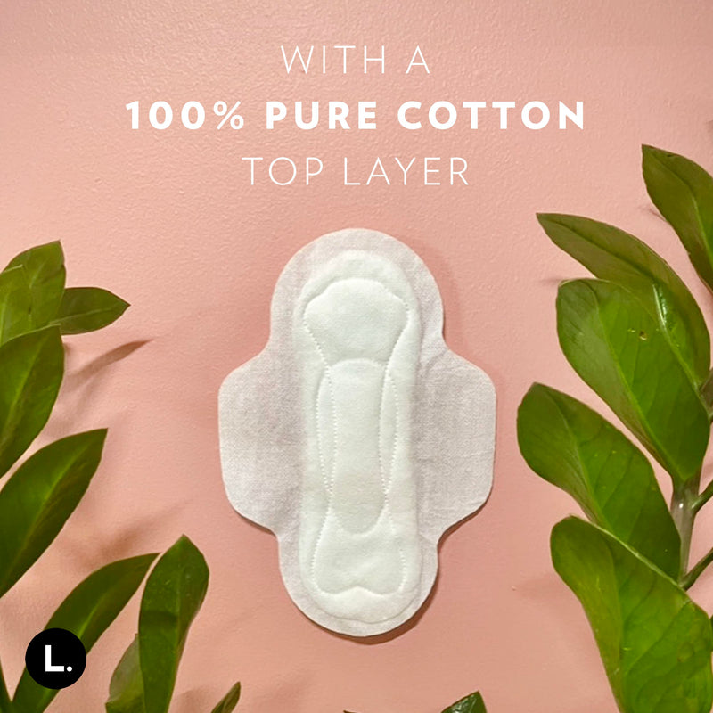 L 100% Pure Cotton Ultra Thin Menstrual Pads with Wings Regular 84ct