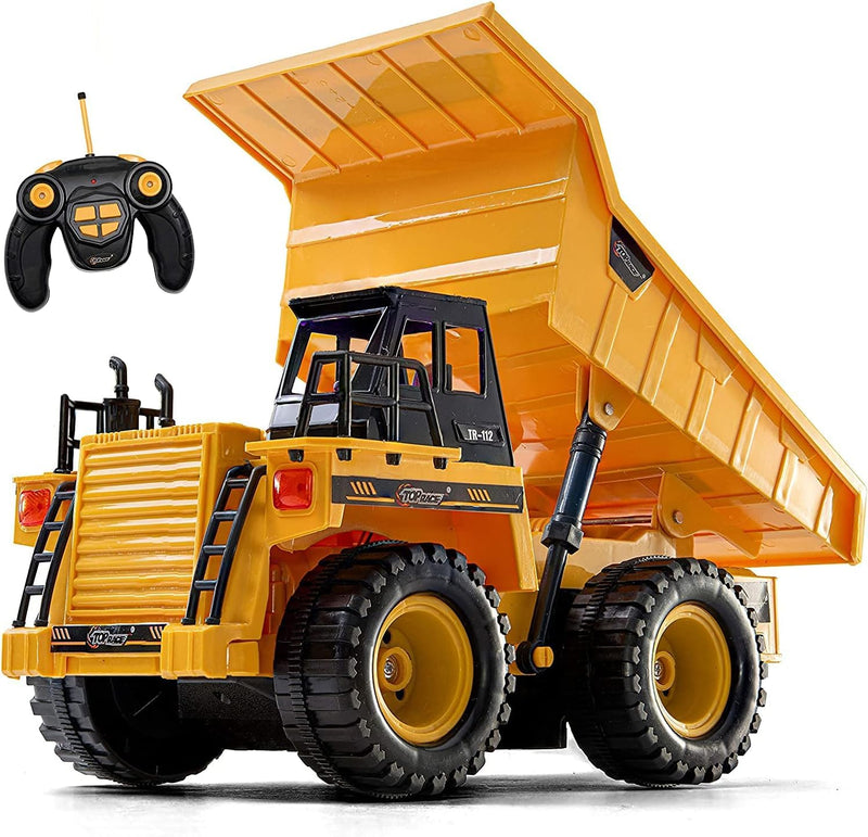 Top Race Remote Control Dump Truck 5 Channel RC Construction Vehicle for Kids