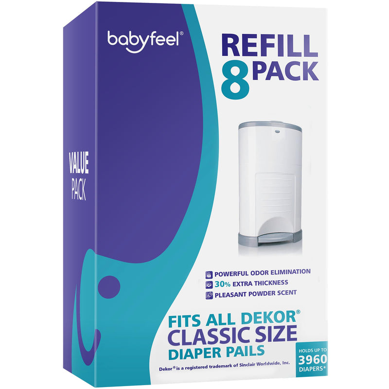 Babyfeel Diaper Pail Refills Compatible with Dekor Classic 8 Pack