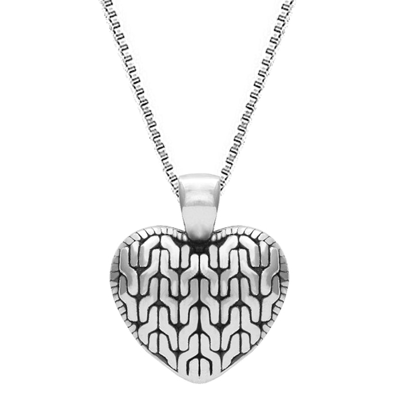 Giva Avni 925 Oxidised Silver Charming Heart Pendant With Box Chain Necklace