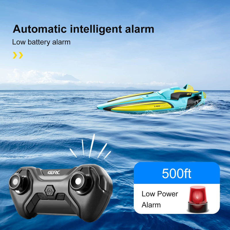 4DRC RC Boat Toys, S1 Remote Control Boat for Kids,20+ MPH 2.4GHz Racing Boats for Pools and Lakes,Low Battery Alarm,Capsize Recovery,Toys Gifts for Boys Girls,2 Batteries,Green